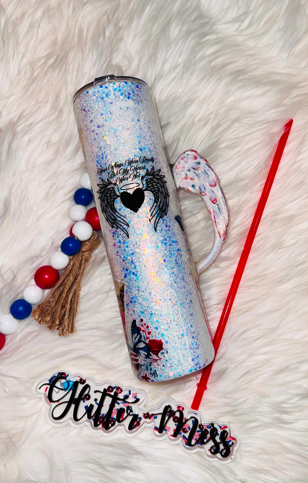 32oz Skinny Memorial Tumbler w/ 3D Handle & Shaker Bottom
