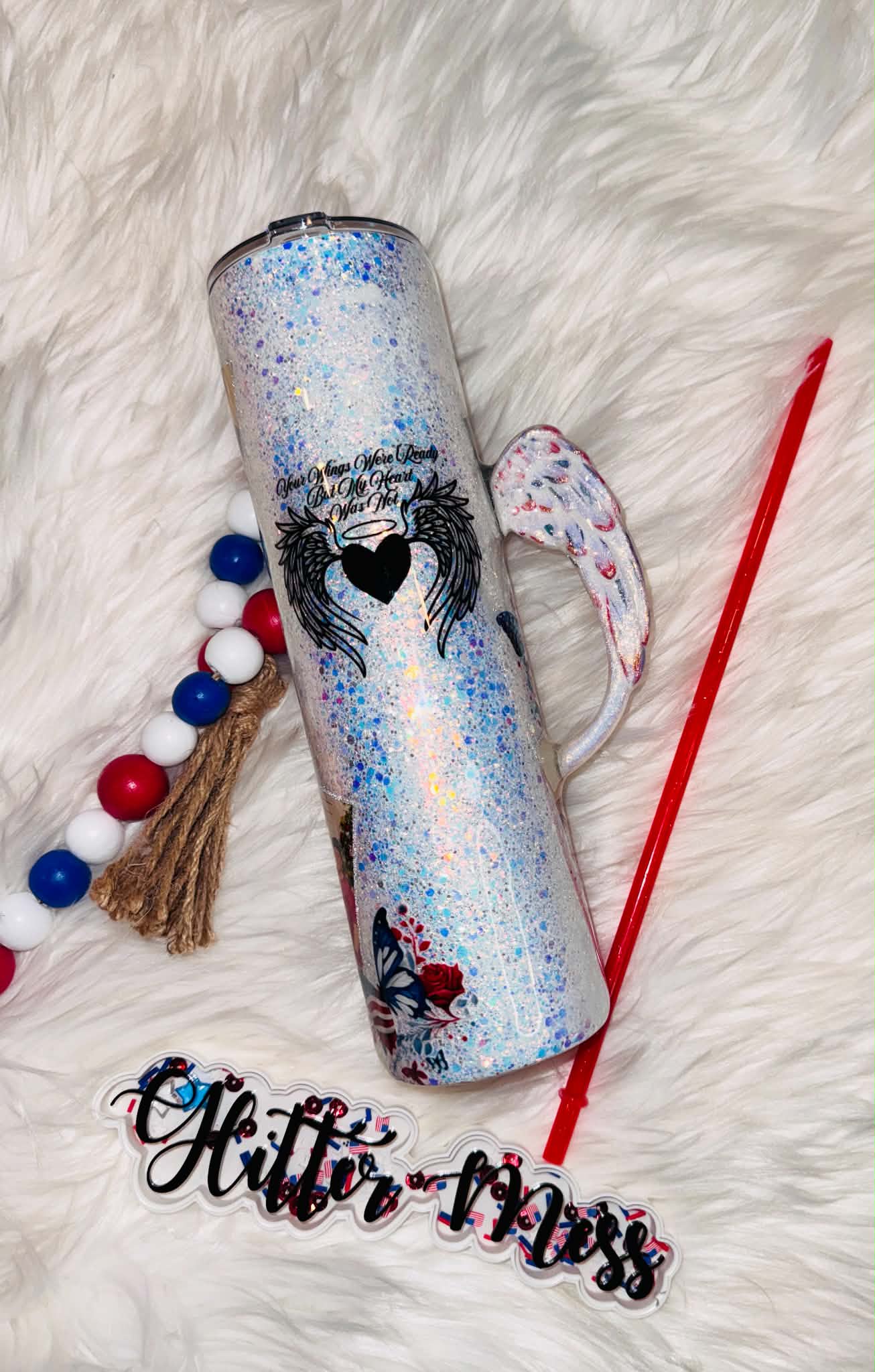 32oz Skinny Memorial Tumbler w/ 3D Handle & Shaker Bottom